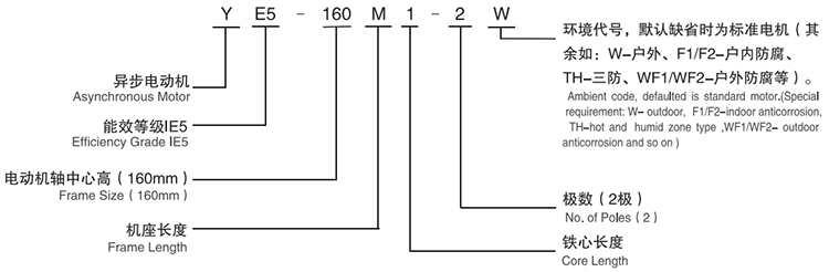 YE5系列超高效三相異步電動(dòng)機(jī)型號(hào)說明